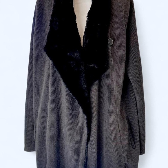 BB Dakota Black Faux Fur Trim Jacket M - Picture 1 of 4